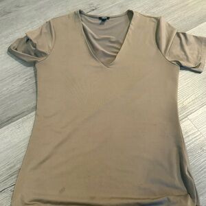 Express Tan V-Neck Short Sleeve Top